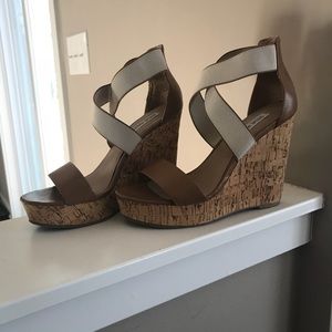Steve Madden Edna Cork/Canvas Wedgs